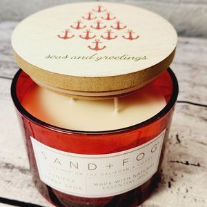 Sand And Fog Juniper Berry Sage 12 oz Scented Candle Christmas Xmas Sea Beach